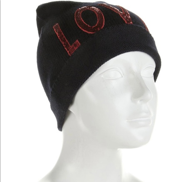 GUCCI-AUTHENTIC NWT Beanie Hat-Appliqué “LOVED” - Picture 10 of 10